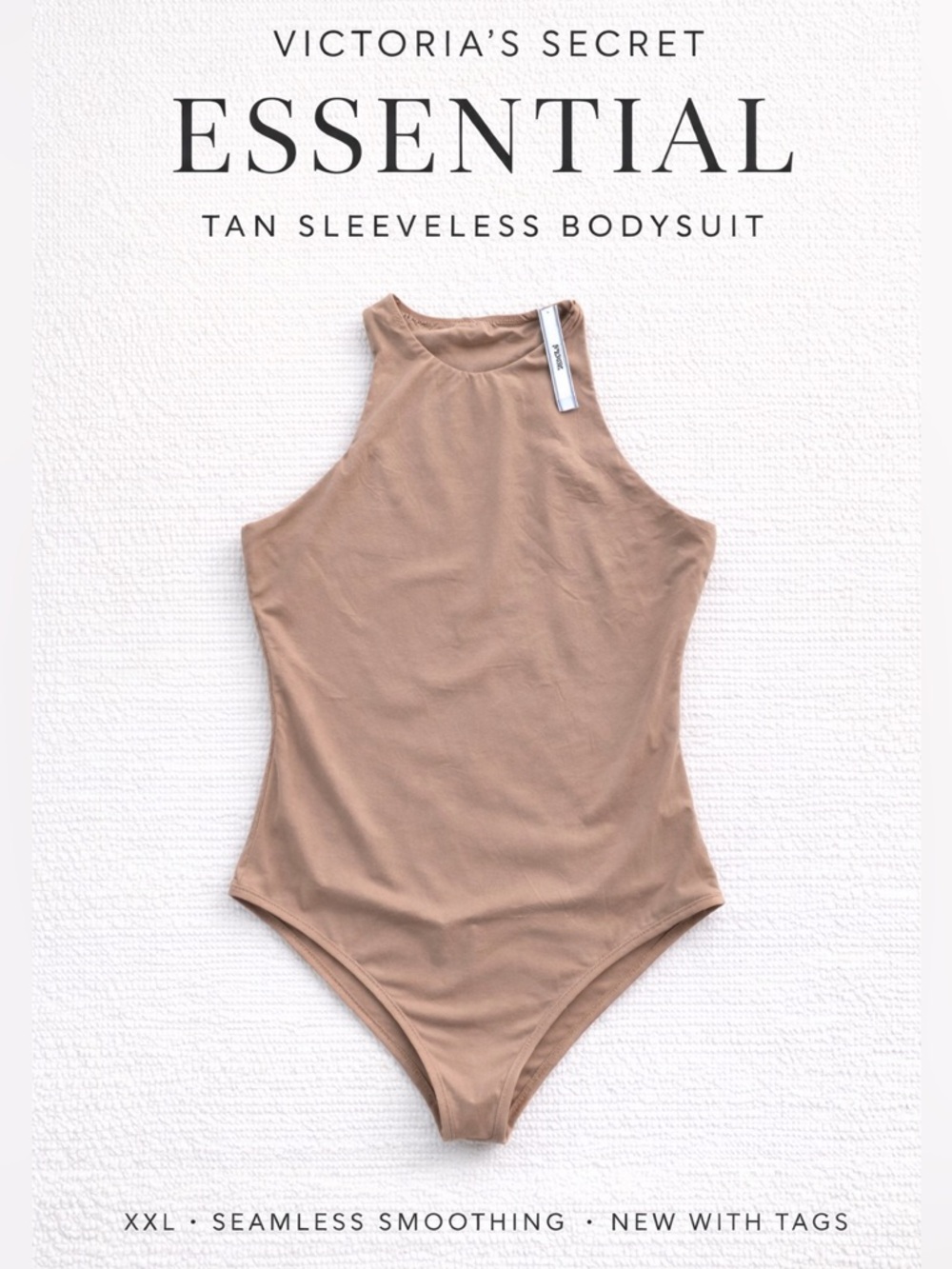 Victoria’s Secret PINK Bodysuit Tan Sleeveless High Neck XXL NWT